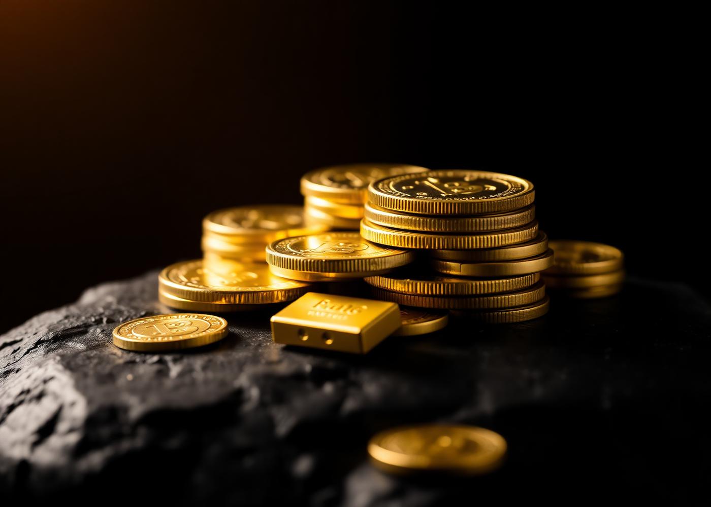 Goldmünzen und Goldbarren